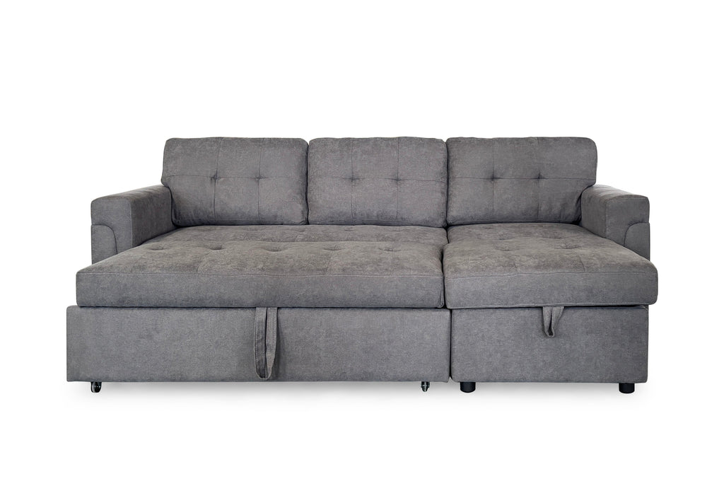 Omniya Grey Universal Corner Sofa Bed: Storage, Reversible Chaise, Plush Fabric
