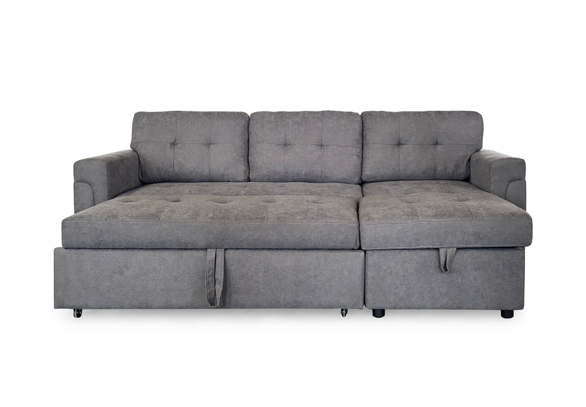 Omniya Grey Universal Corner Sofa Bed: Storage, Reversible Chaise, Plush Fabric