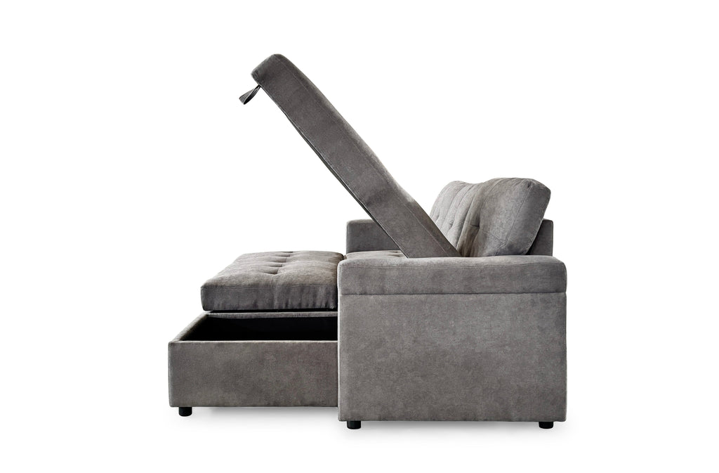 Omniya Grey Universal Corner Sofa Bed: Storage, Reversible Chaise, Plush Fabric