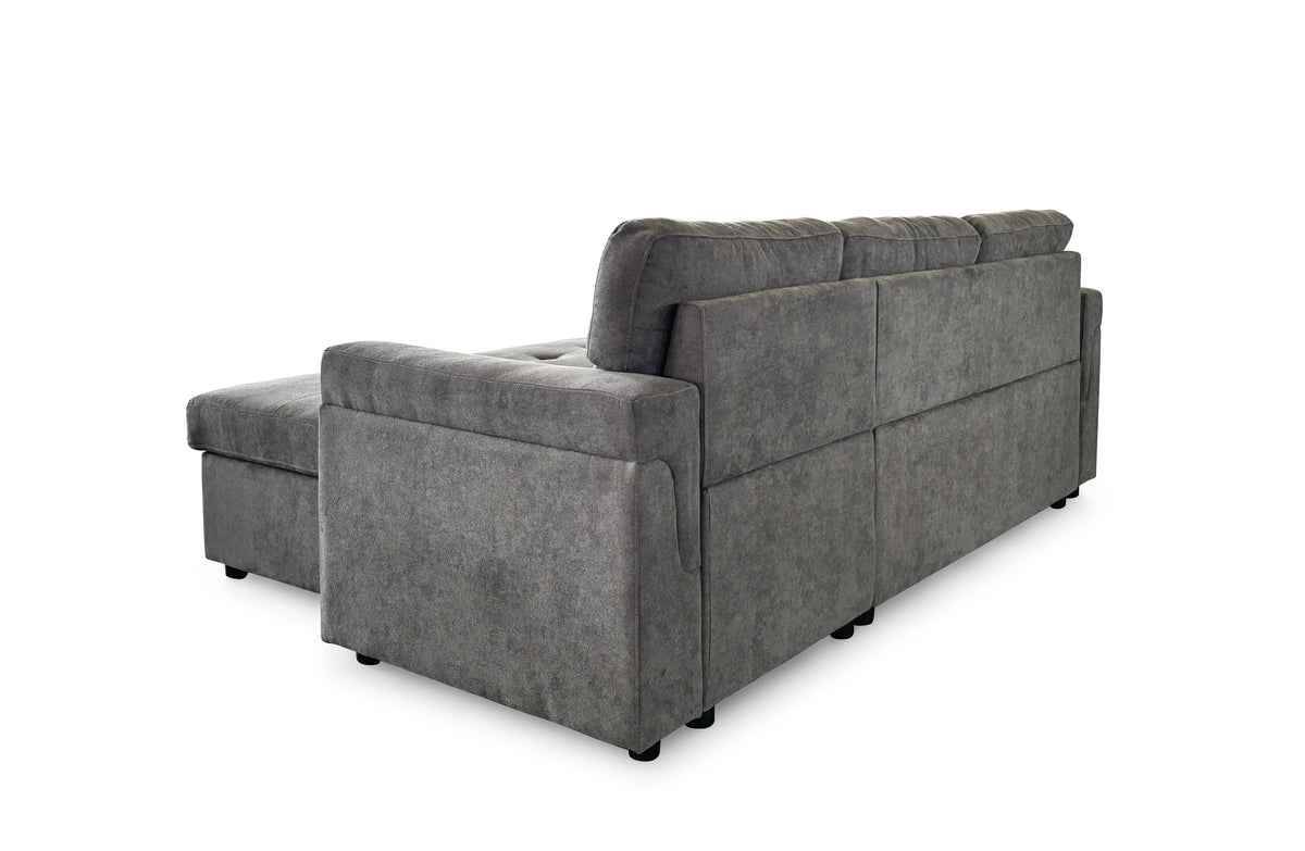 Omniya Grey Universal Corner Sofa Bed: Storage, Reversible Chaise, Plush Fabric