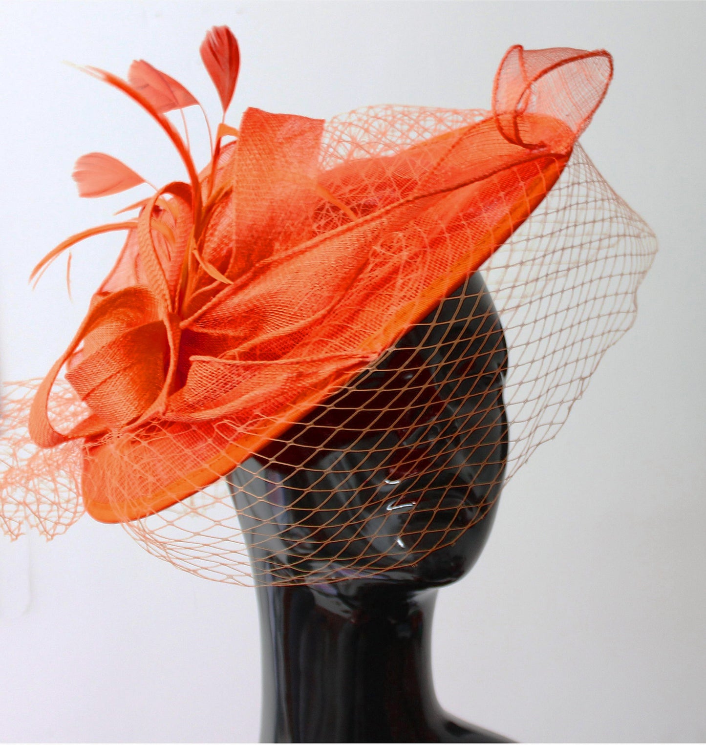 Caprilite Big Saucer Sinamay Birdcage Veil Fascinator On Headband Wedding Derby Ascot Races Ladies Hat