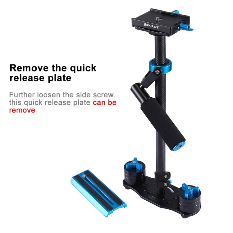 PULUZ 38.5-61cm Carbon Fibre Handheld Stabilizer for DSLR & DV Digital Video & Cameras, Load Range: 0.5-3kg, P60T Black, P60T Blue, P60T Red, RU Stock P60T Black