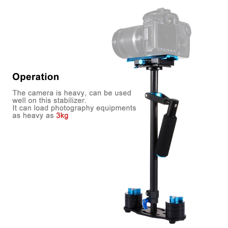 PULUZ 38.5-61cm Carbon Fibre Handheld Stabilizer for DSLR & DV Digital Video & Cameras, Load Range: 0.5-3kg, P60T Black, P60T Blue, P60T Red, RU Stock P60T Black
