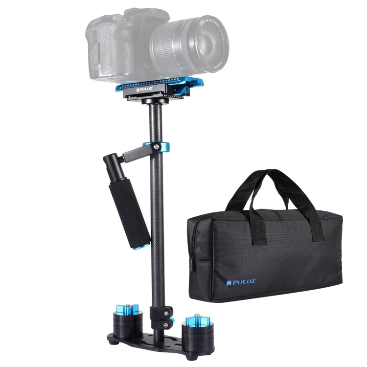 PULUZ 38.5-61cm Carbon Fibre Handheld Stabilizer for DSLR & DV Digital Video & Cameras, Load Range: 0.5-3kg, P60T Black, P60T Blue, P60T Red, RU Stock P60T Black