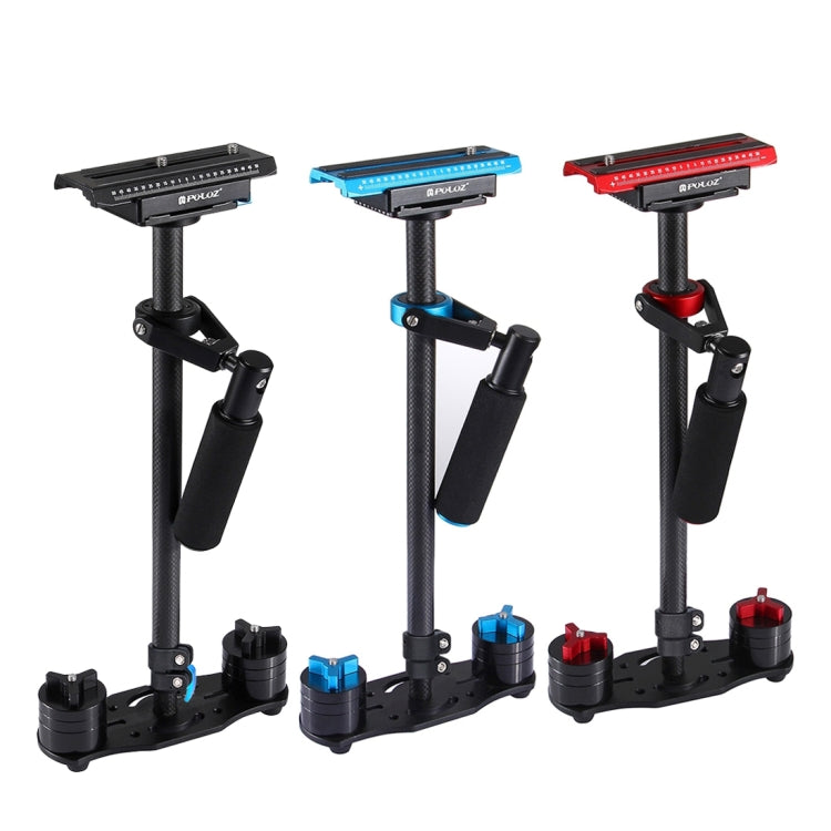PULUZ 38.5-61cm Carbon Fibre Handheld Stabilizer for DSLR & DV Digital Video & Cameras, Load Range: 0.5-3kg, P60T Black, P60T Blue, P60T Red, RU Stock P60T Black