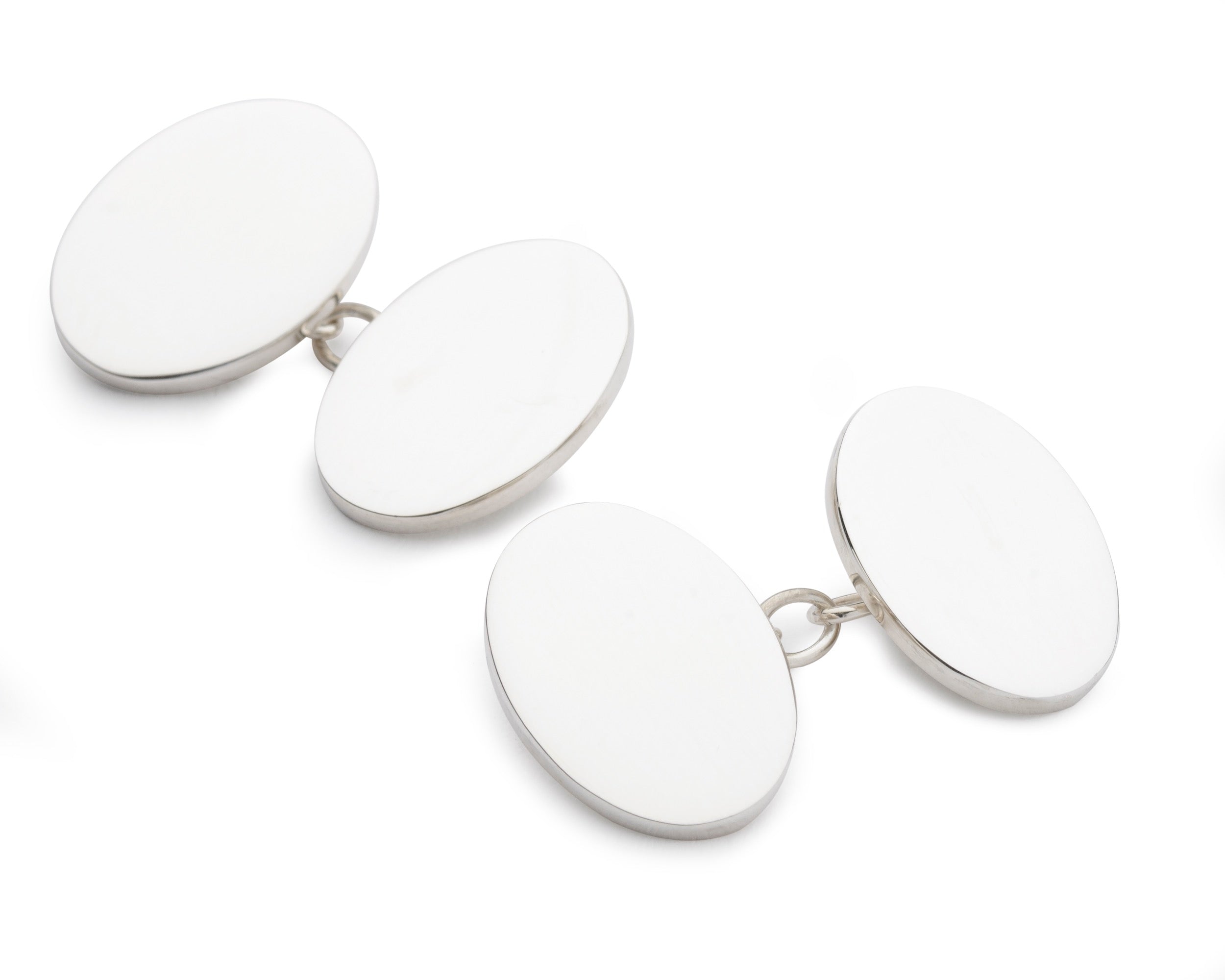 Sterling Silver British Hallmarked Chain Oval Cufflinks