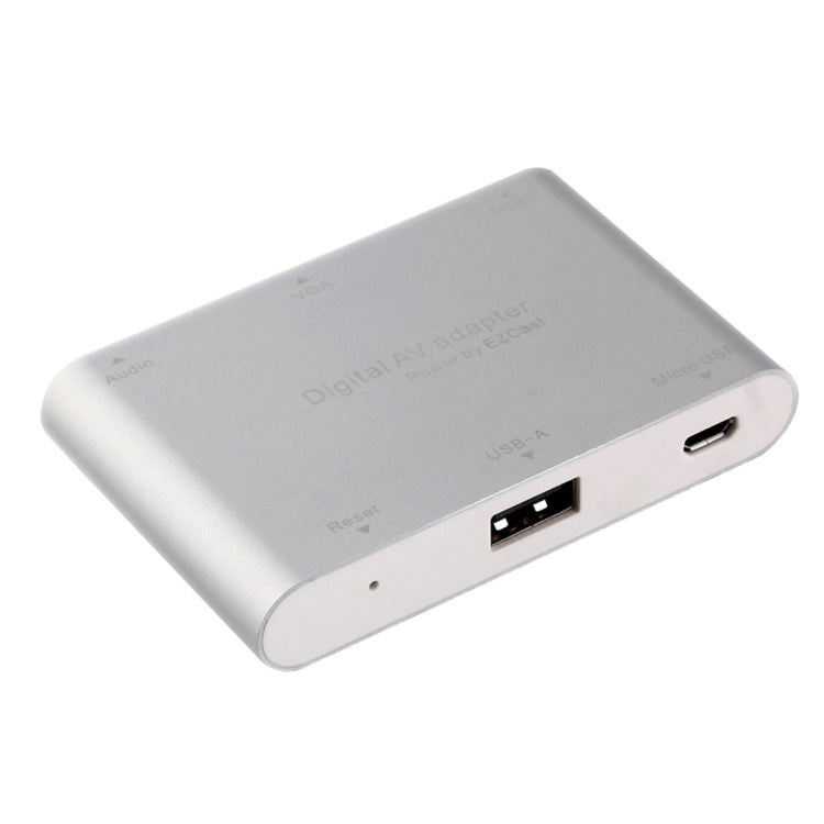 P27 Metal Cover Micro USB to HDMI + VGA HDTV Converter Digital AV Adapter, Power by EZCast, Support iOS / Android / Windows System(Silver)