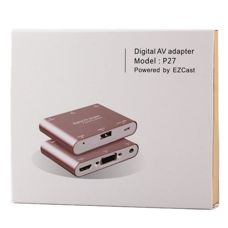 P27 Metal Cover Micro USB to HDMI + VGA HDTV Converter Digital AV Adapter, Power by EZCast, Support iOS / Android / Windows System(Silver)