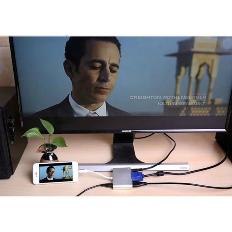P27 Metal Cover Micro USB to HDMI + VGA HDTV Converter Digital AV Adapter, Power by EZCast, Support iOS / Android / Windows System(Silver)