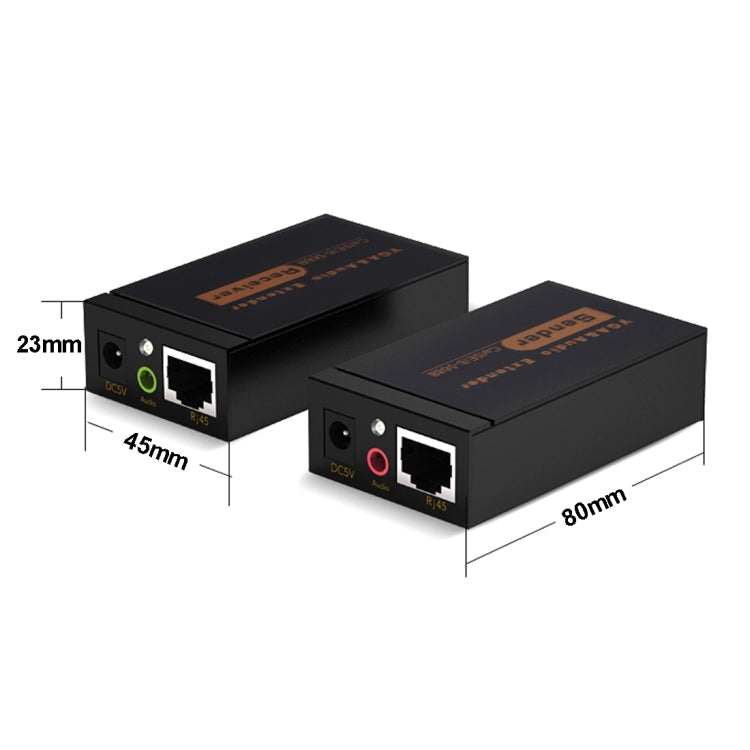 VGA & Audio Extender 1920x1440 HD 100m Cat5e / 6-568B Network Cable Sender Receiver Adapter, EU Plug(Black)