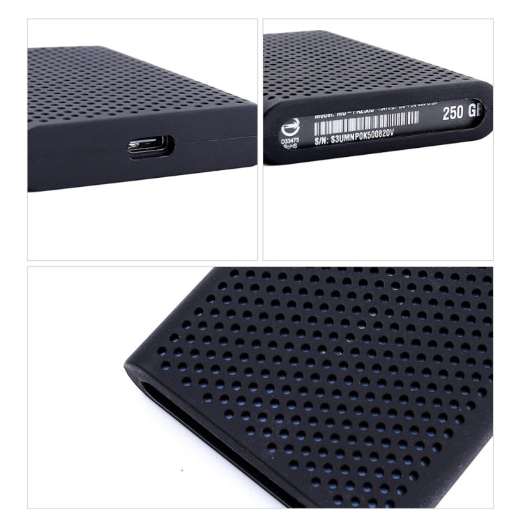 PT500 Scratch-resistant All-inclusive Portable Hard Drive Silicone Protective Case for Samsung Portable SSD T5, with Vents, Red, White, Black, Blue