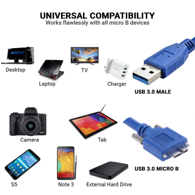 USB 3.0 Micro-B Male to USB 3.0 Male Cable, Length: 60cm
