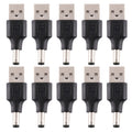10 PCS 5.5 x 2.1mm Male to USB 2.0 Male DC Power Plug Connector, 5.5 x 2.1mm