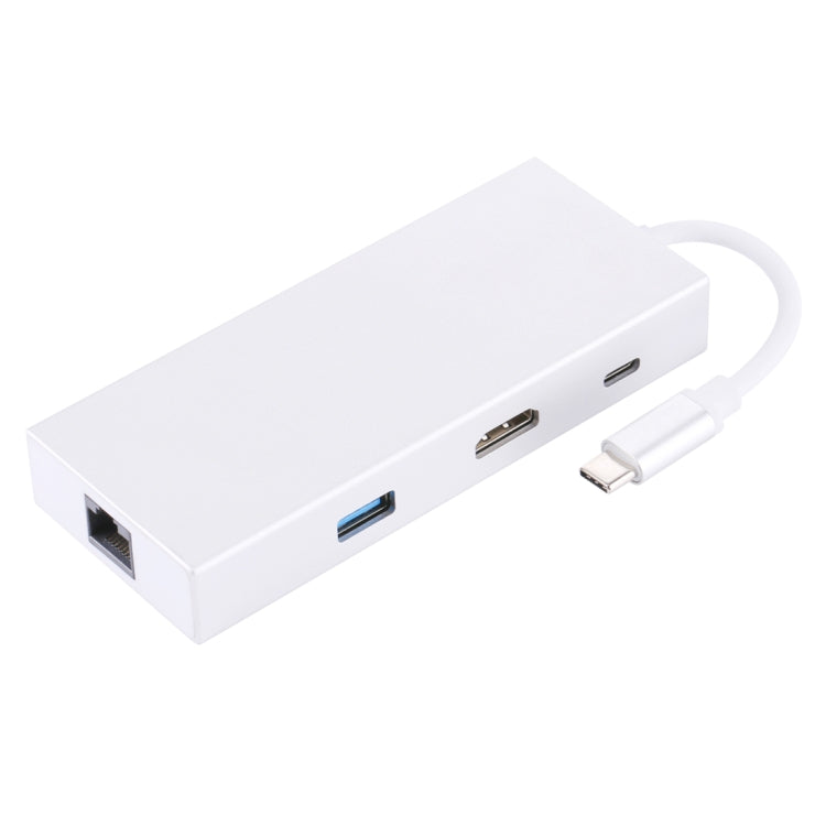 USB-C to HDMI, RJ45, 2x USB 3.0, SD & Micro SD Card Reader Adapter HUB with USB-C Charging for MacBook, MacBook Pro, Huawei MateBook