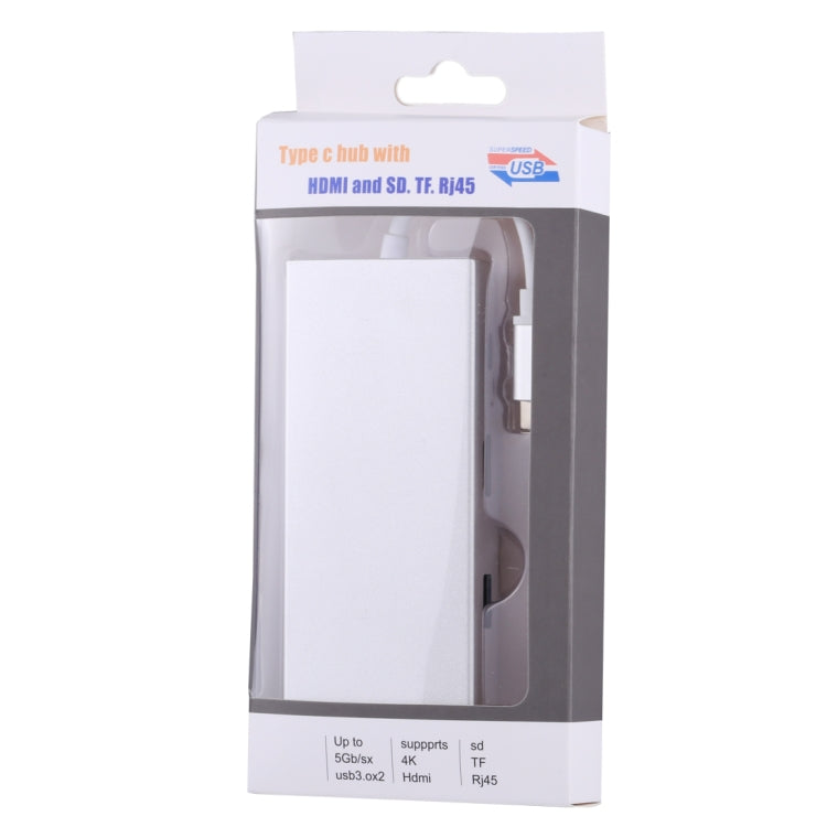 USB-C to HDMI, RJ45, 2x USB 3.0, SD & Micro SD Card Reader Adapter HUB with USB-C Charging for MacBook, MacBook Pro, Huawei MateBook