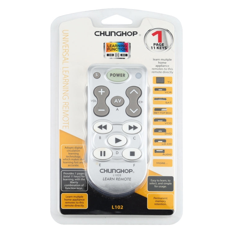 CHUNGHOP L102 DC 3V Universal Learning Remote Control, L102 DC 3V