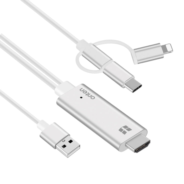 Onten OTN-7537A 3 in 1 1080P Mobile HD Screen Player Adapter Cable(Silver)