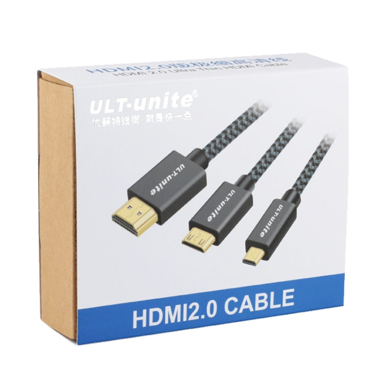 ULT-unite Gold-plated Head HDMI 2.0 Male to Male Nylon Braided Cable, Cable Length: 2m(Black)