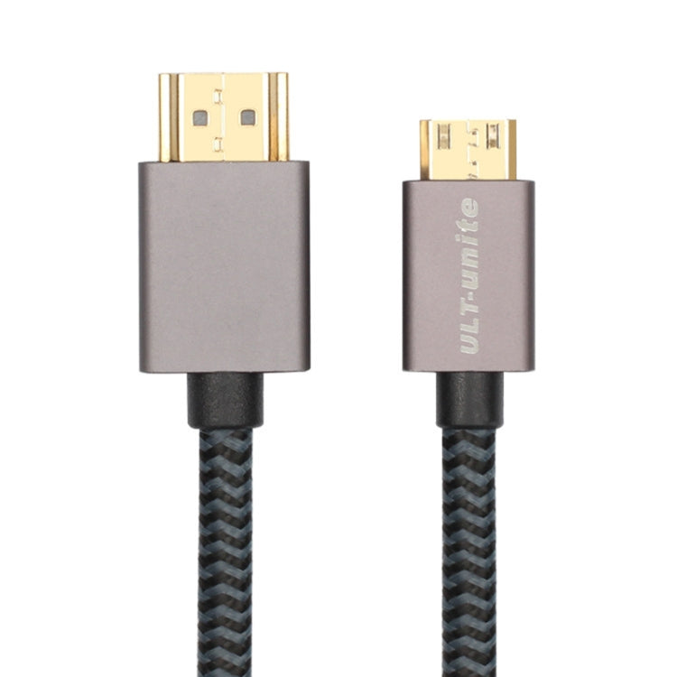 ULT-unite Gold-plated Head HDMI 2.0 Male to Mini HDMI Male Nylon Braided Cable, Cable Length: 2m (Black)