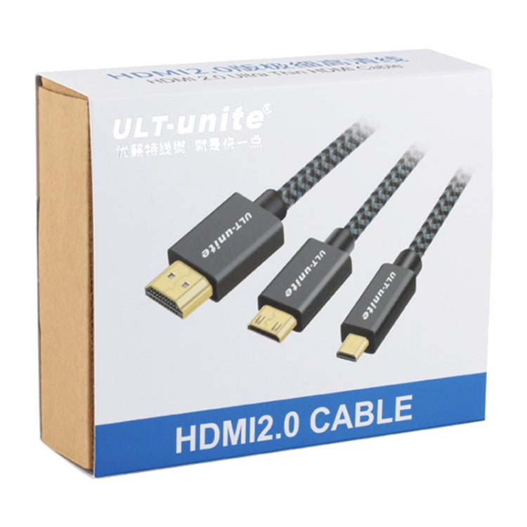 ULT-unite Gold-plated Head HDMI Male to Micro HDMI Male Nylon Braided Cable, Cable Length: 1.2m (Black)