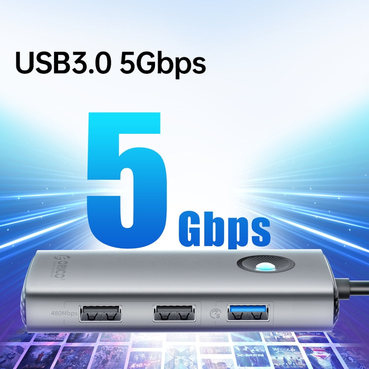 ORICO PW11-5P Type-C / USB-C 5-in-1 5Gbps Multifunction Docking Station(Dark Gray)
