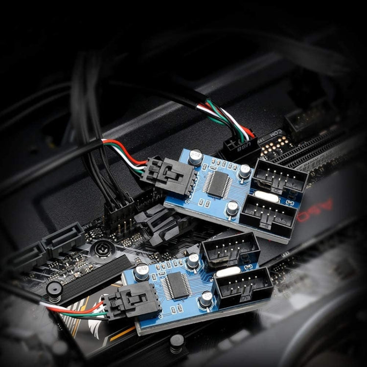 Rocketek HC427 9 Pin USB2.0 HUB Adapter One-to-Two Splitter Circuit Board, One-to-Two