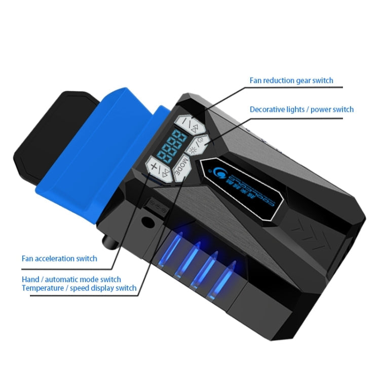 Ice Troll 5 COOLCOLD Portable Laptop Cooling Fan Air Cooler Speed Adjustable High Performance Notebook Fan Cooler Controller(Black)