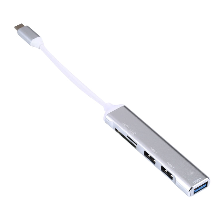 5 in 1 USB-C / Type-C 3.1 to SD / TF Card Slot + 3 USB 3.0 Ports Multifunctional Docking Station HUB (Grey)