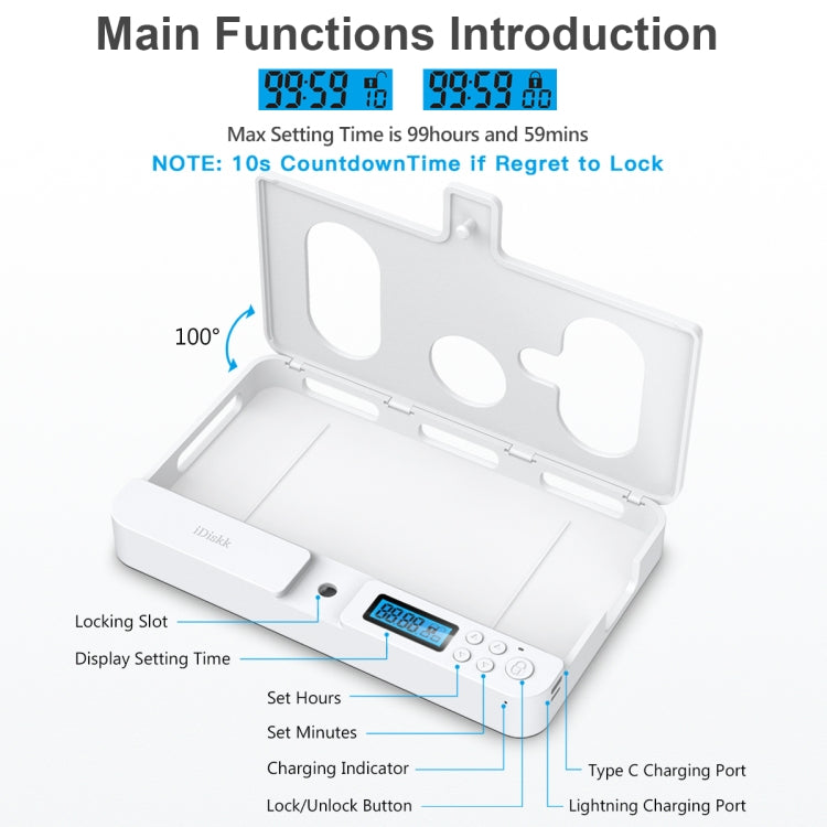 Self-discipline Smart Phone Lock Timing Box (White)
