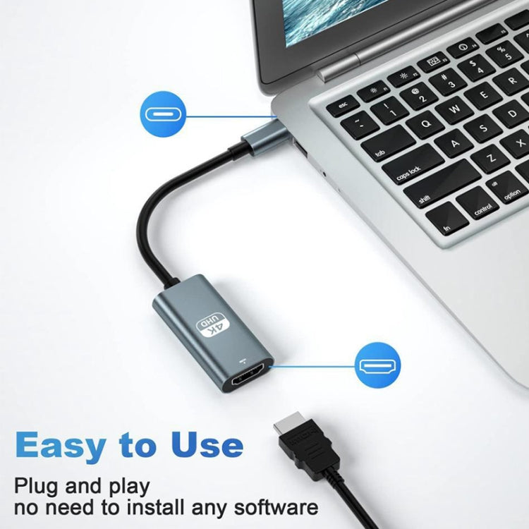 TH001 USB-C / Type-C Male to HDTV Female 4K UHD Adapter(Grey)