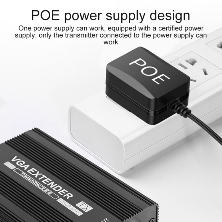 Measy VGA1815 VGA Extender Transmitter and Receiver Converter, POE Single Power Supply, Transmission Distance: 150m(US Plug)