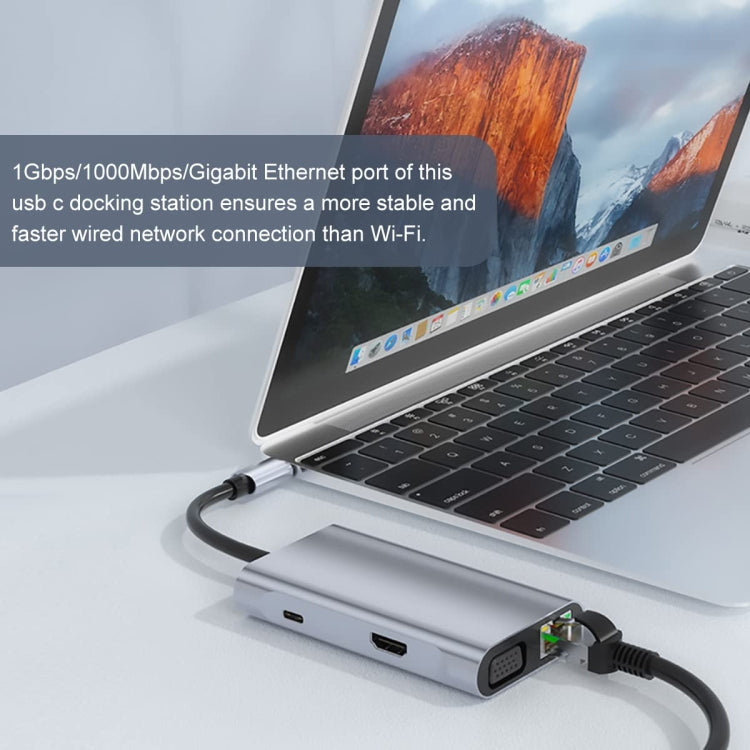 BYL-2111U3 7 in 1 USB-C / Type-C to USB Docking Station HUB Adapter (Silver)