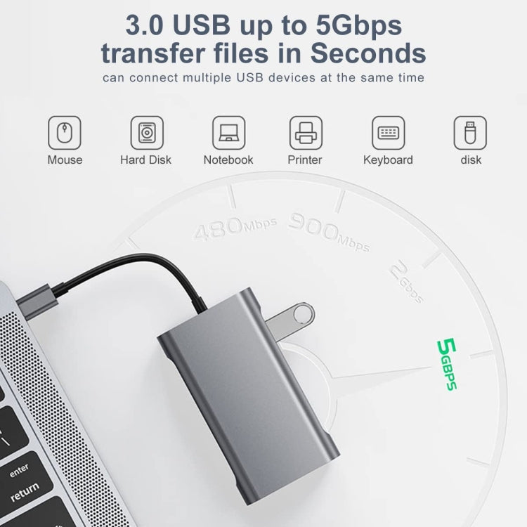 BYL-2111U3 7 in 1 USB-C / Type-C to USB Docking Station HUB Adapter (Silver)