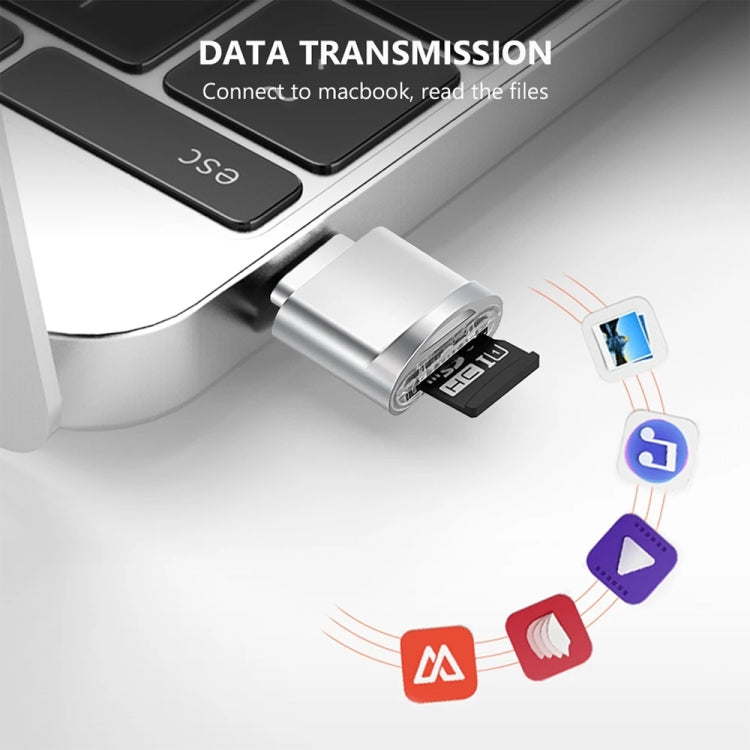 USB-C / Type-C 3.1 to Micro SD Card (TF Card) Reader Adapter, Silver