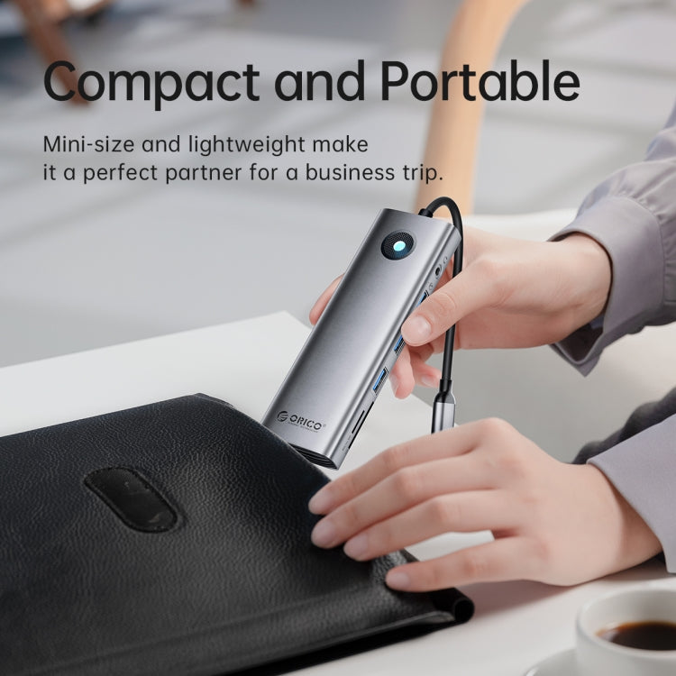ORICO PW11-8PM Type-C / USB-C 8-in-1 5Gbps Multifunction Docking Station Card Reader (Dark Gray)