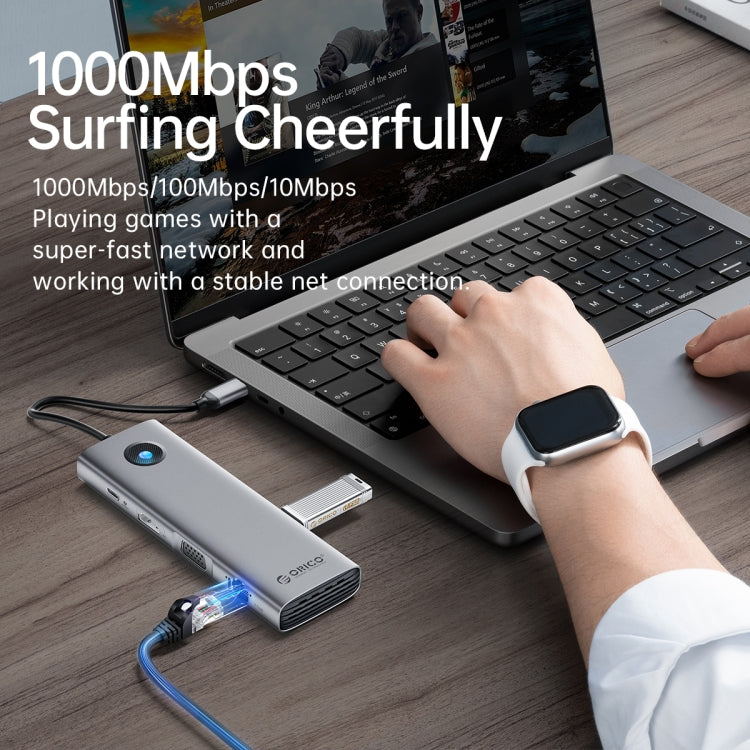 ORICO PW11-9P Type-C / USB-C 8-in-1 5Gbps Multifunction Docking Station(Silver)