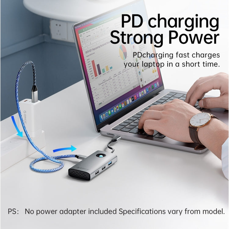 ORICO ORICO-PW11-6PCR R45 Type-C / USB-C 6-in-1 5Gbps Multifunction Docking Station (Silver)