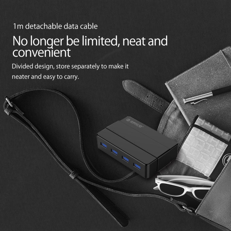 ORICO H4928-U3 ABS High Speed 4 Ports USB 3.0 HUB with 12V Power Adapter for Smartphones / Tablets(Black)