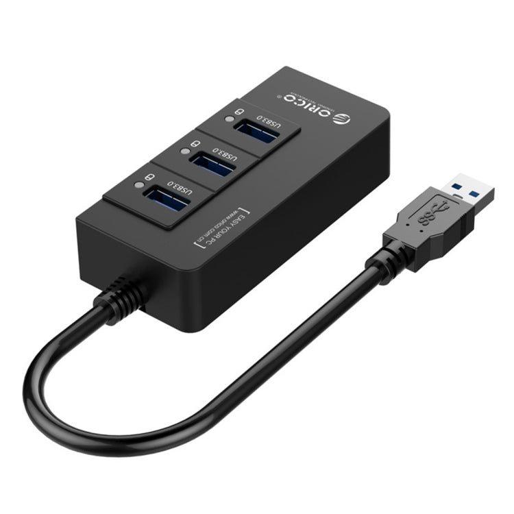 ORICO HR01-U3 ABS 3 Ports USB3.0 HUB Splitter with External RJ45 Gigabit Ethernet Network Card 5 Gbps for Laptops / Desktop / Ultrabook etc.(Black)