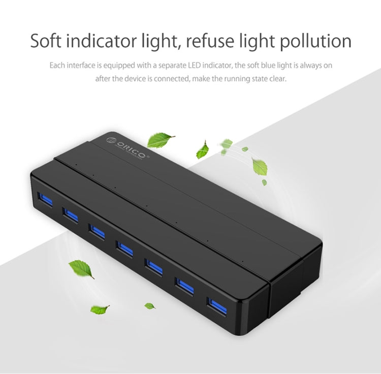 ORICO H7928-U3 ABS Material Desktop 7 Ports USB 3.0 HUB with 1m Cable, USB 3.0