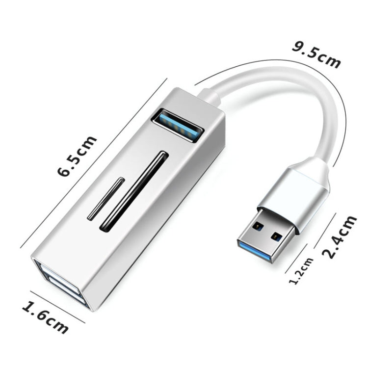 15101 5 in 1 USB3.0 to 3 x USB + SD / TF Card Reader HUB Adapter (Silver)