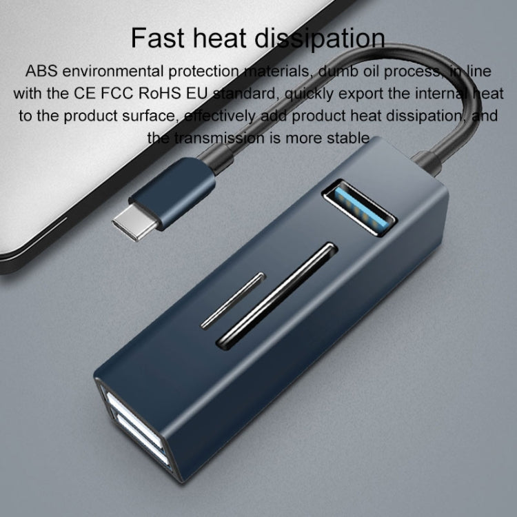 15101 5 in 1 USB3.0 to 3 x USB + SD / TF Card Reader HUB Adapter (Silver)