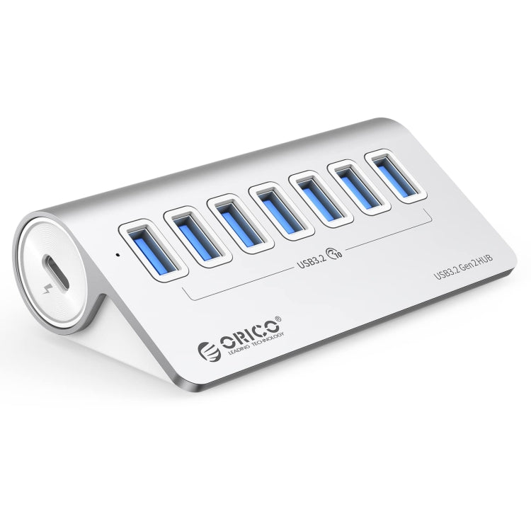 ORICO M3U7-G2 Aluminum Alloy 7-Port USB 3.2 Gen2 10Gbps HUB with 1m Cable (Silver)