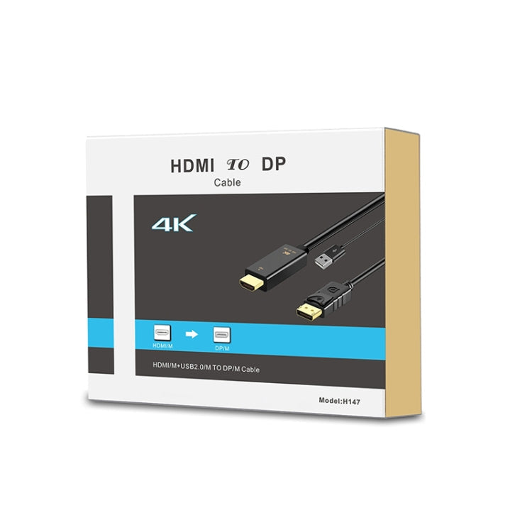 Onten H147 HDMI Male + USB 2.0 Male to DisplayPort Male Adapter Cable, Length：1.8m