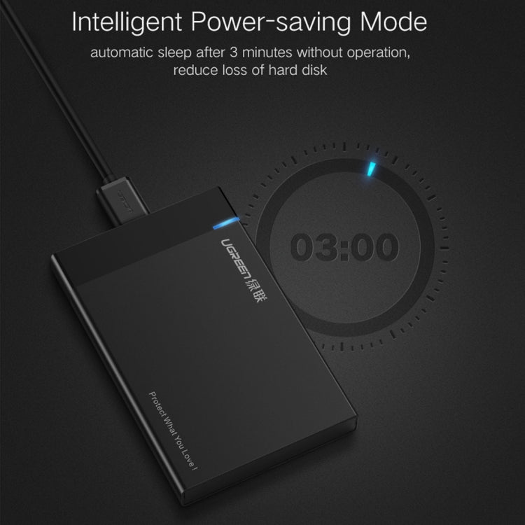 UGREEN US221 HDD Enclosure 2.5 inch SATA to USB 3.0 SSD Adapter Hard Disk Drive Box External HDD Case, Support UASP Protocol, US221 Removable Cable