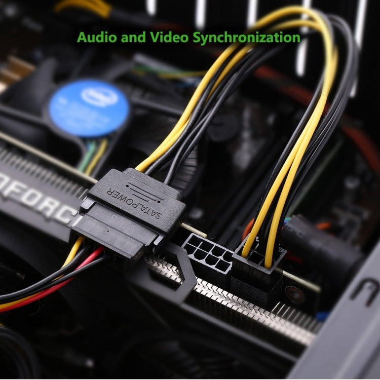 20cm SATA 15 Pin to 6 Pin PCI Express Graphics Video Card Sata Power Cable, SATA 15 Pin to 6 Pin Female