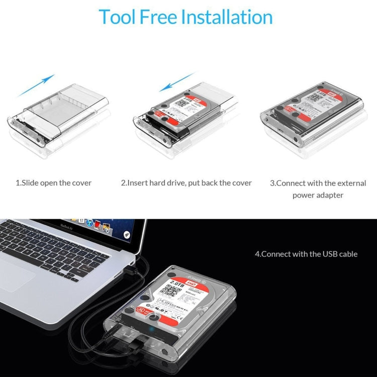 ORICO 3139U3 3.5 inch SATA HDD USB 3.0 Micro B External Hard Drive Enclosure Storage Case(Transparent)