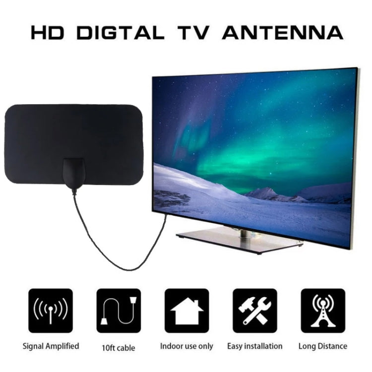 AN-1001 5dBi/25dBi Indoor  HDTV Antenna with Dual-side Sticker, VHF170-230/UHF470-862MHz(Black)