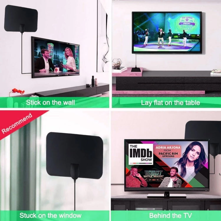 AN-1002 5dBi/25dBi Indoor HDTV Antenna with Sucker, VHF170-230/UHF470-862MHz(Black)
