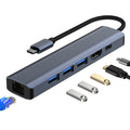 BYL-2210 6 in 1 USB-C / Type-C to USB Multifunctional Docking Station HUB Adapter with 1000M Network Port